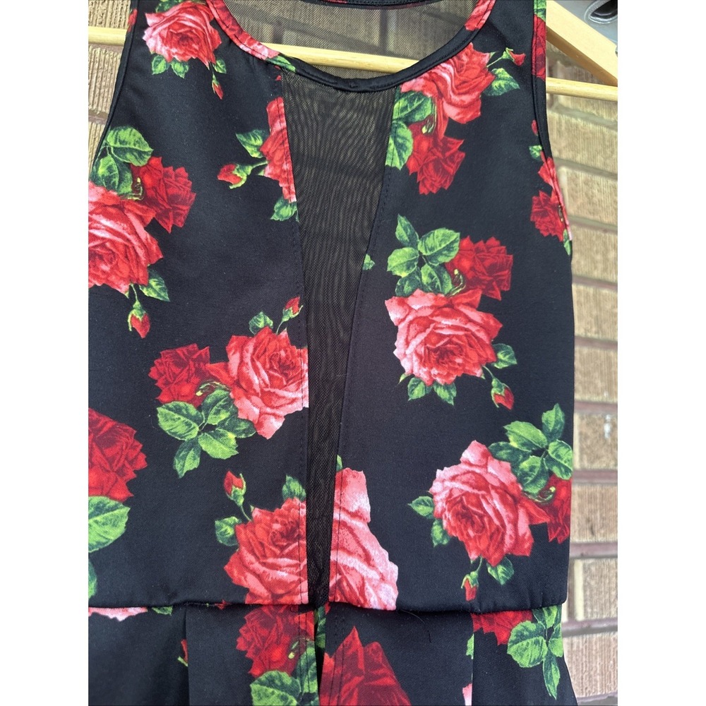 Girl's Dress 14/16 Sleveless Bodycon Peplum Floral Roses Mesh Layered Roses L/XL - Picture 2 of 6